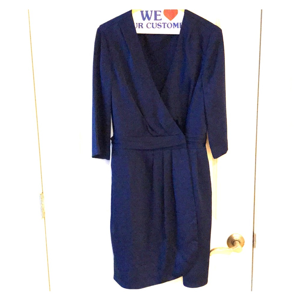 Blue silk dress.